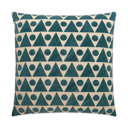 D.V. KAP HOME   24" x 24" Kilo Pillow - Turquoise Geometric    - 2393-T-2424