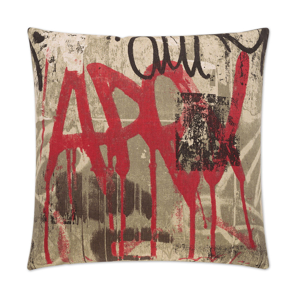 D.V. KAP HOME   24" x 24" Tag Pillow - Red Modern, Abstract    - 2396-R-2424