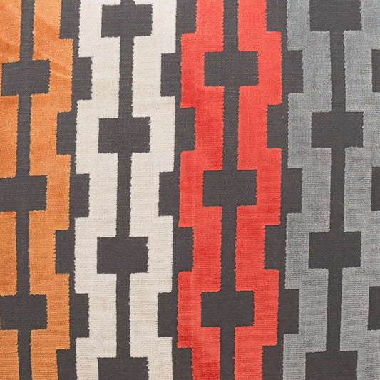 D.V. KAP HOME 2401-A-YARD Bardot Fabric - Atomic Geometric  Orange, Multi, Red   - Bardot