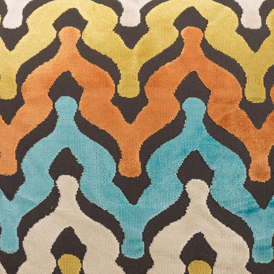 D.V. KAP HOME 2402-C-YARD Monroe Fabric - Carnival Geometric  Orange, Multi, Turquoise   - Monroe