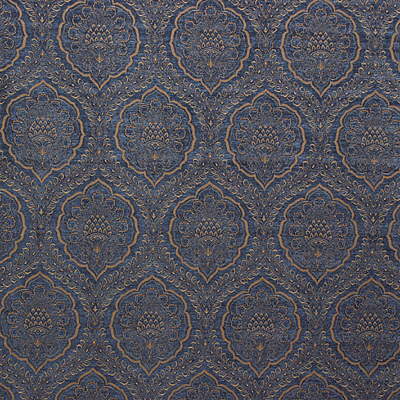 KRAVET DESIGN CHENILLE DAMASK BLUE,YELLOW,   - 24048.50.0