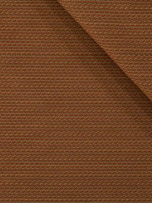 Brown textured fabric swatch with tight horizontal weave, folded corner; suitable for upholstery.