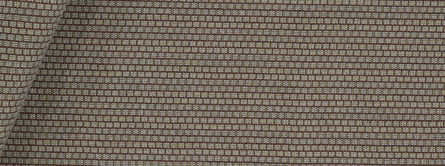 Beige-brown small square checkered upholstery fabric with textured weave for sofas or cushions.