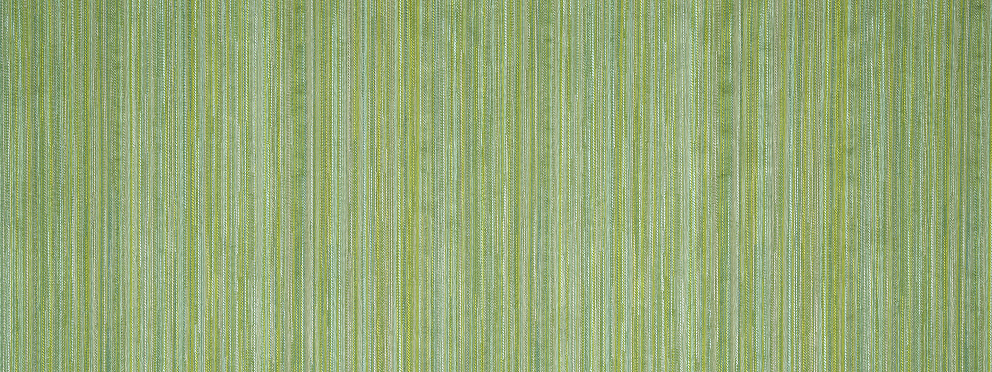 Lime green striped fabric with thin vertical darker green lines and woven texture.
