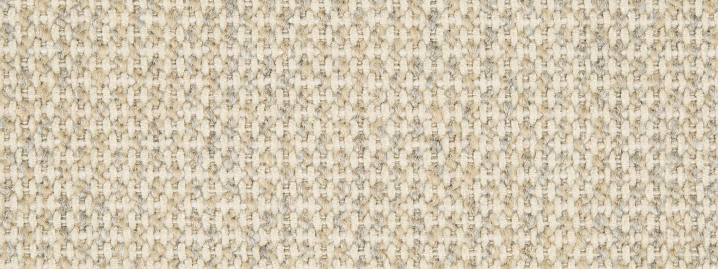 Beige woven tweed-style fabric swatch with cream specks; textured upholstery fabric for sofas and cushions.