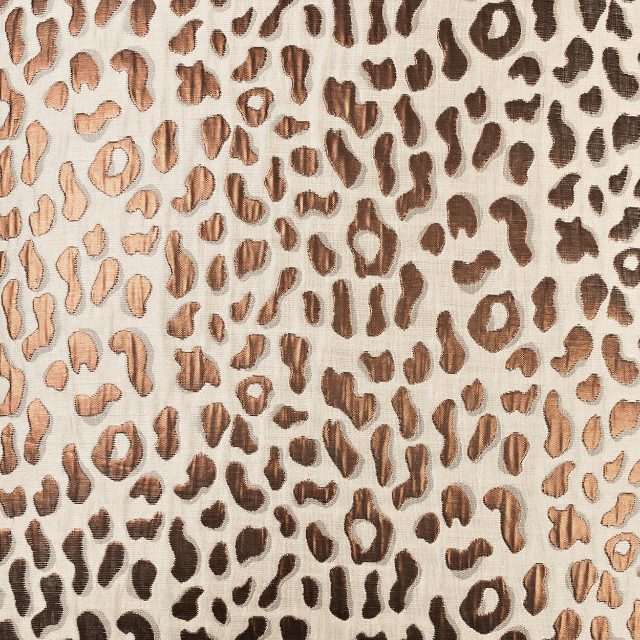 Beige leopard print fabric with brown spots; soft textile texture suitable for clothing or home decor.