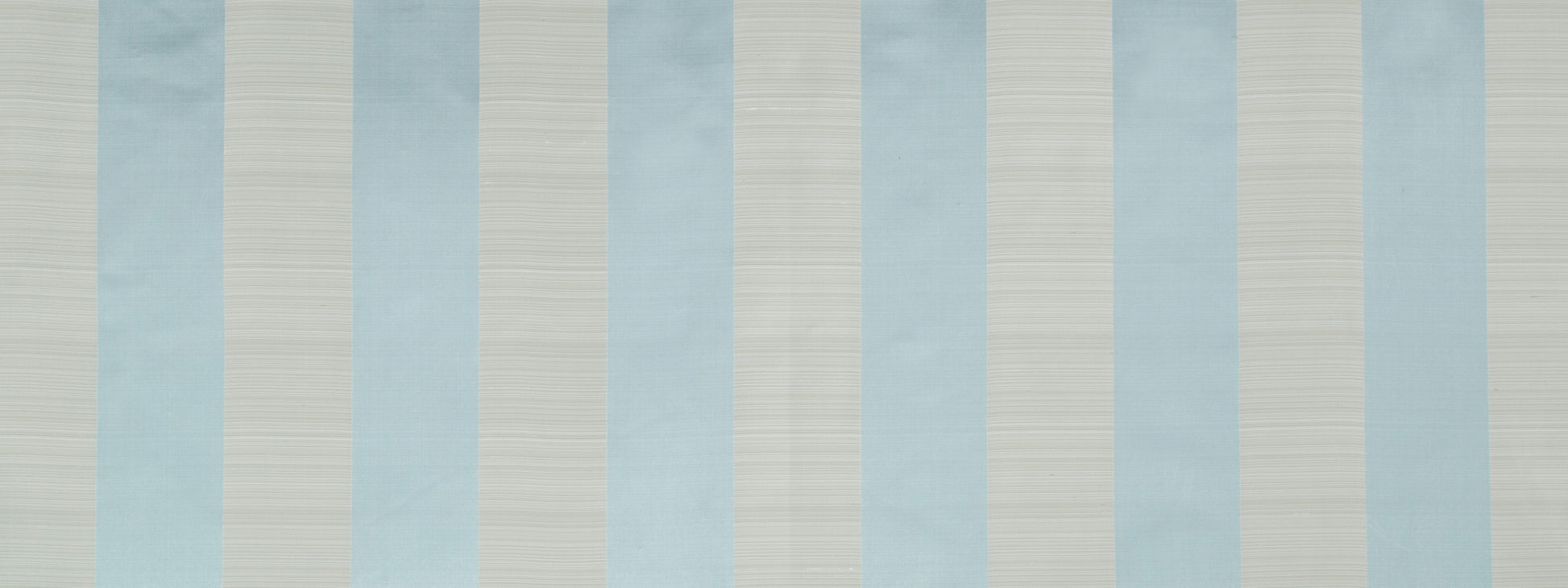 Vertical pale blue and cream striped fabric with a subtle linen-like texture.