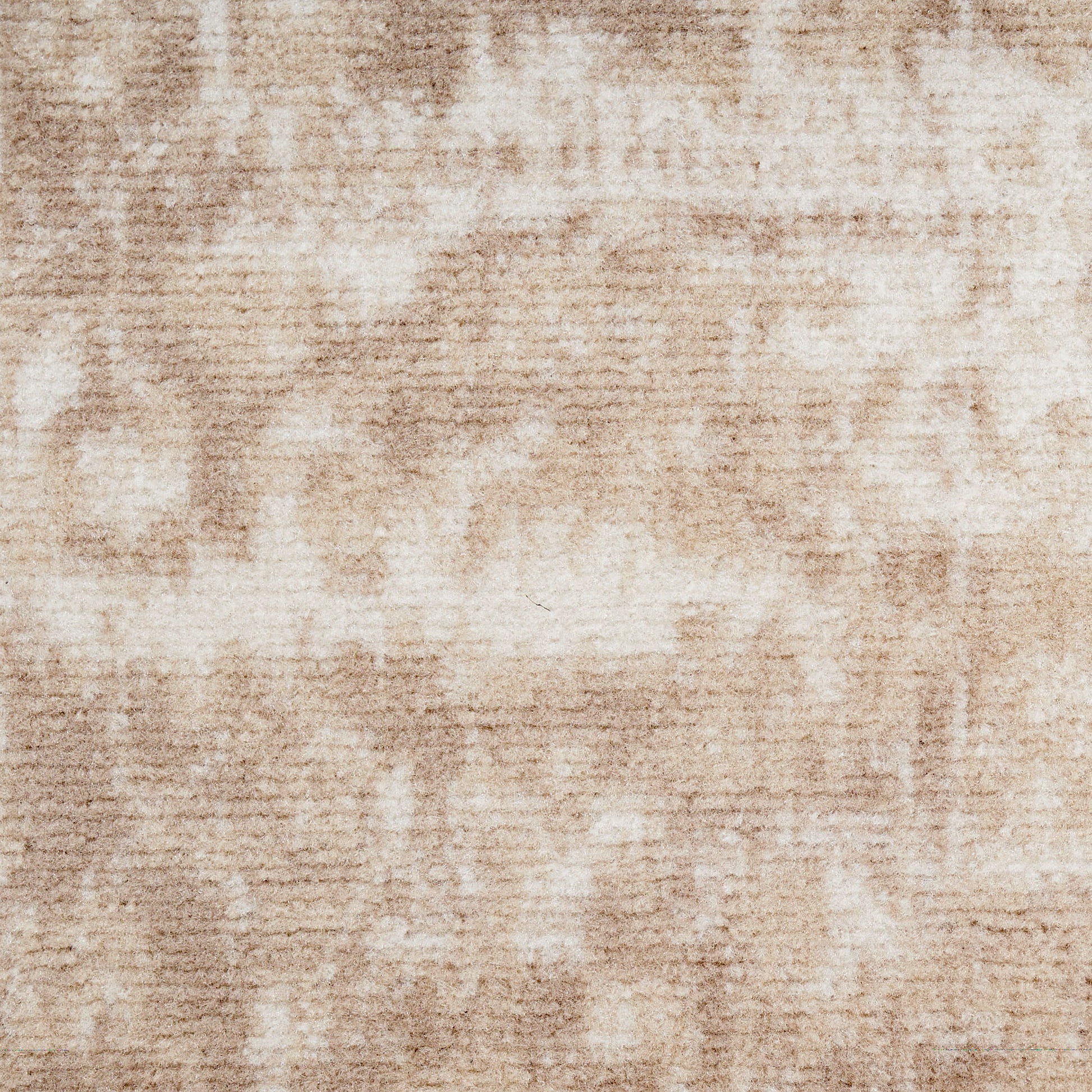 Beige textured runner rug with a subtle cream and tan marbled pattern and plush pile.