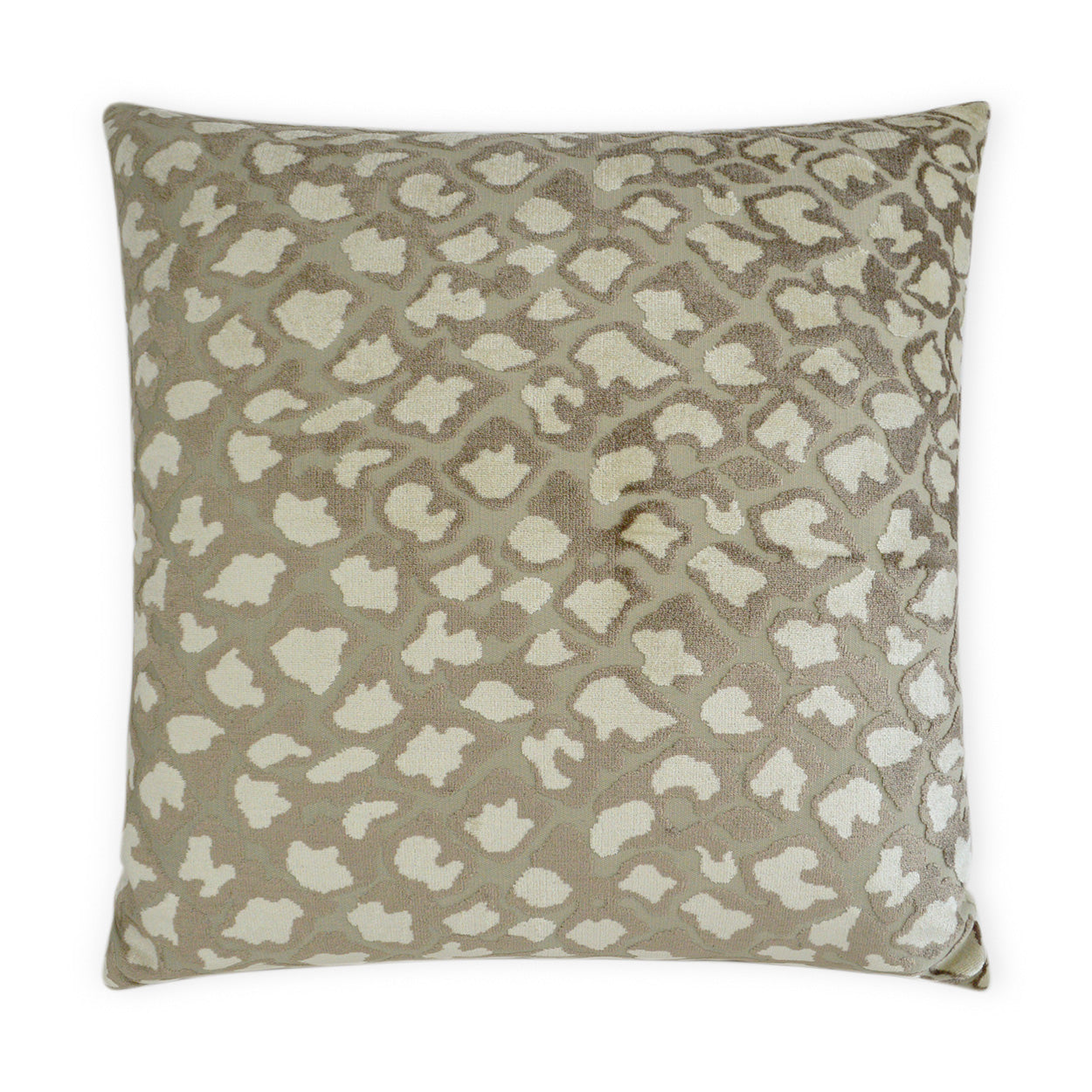 Ivory animal print pillow; soft velvet-like fabric, square decorative pillow for sofa or bed.