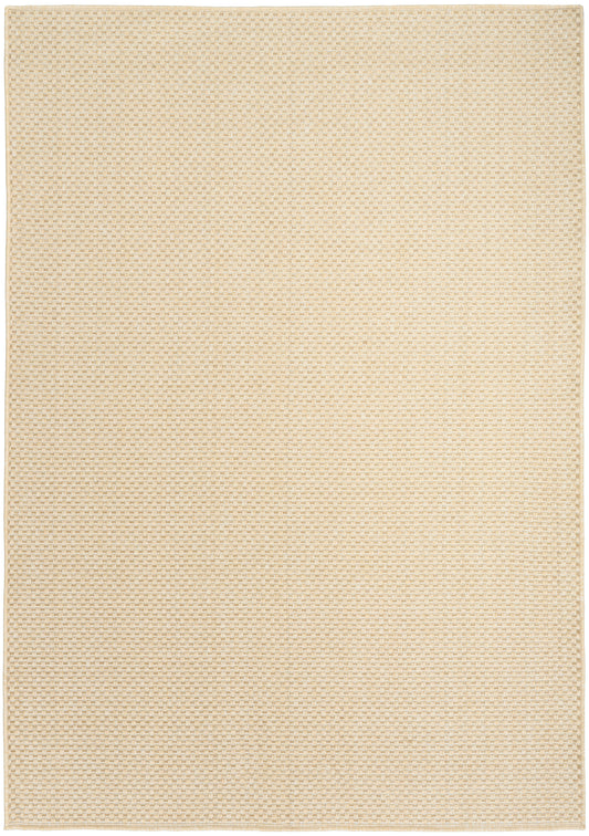 Beige woven rectangular rug with subtle grid texture; soft, neutral floor covering.