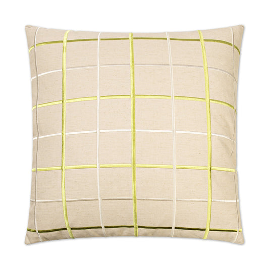 D.V. KAP HOME   24" x 24" Gateway Pillow - Citron Plaid - Check    - 2435-C-2424