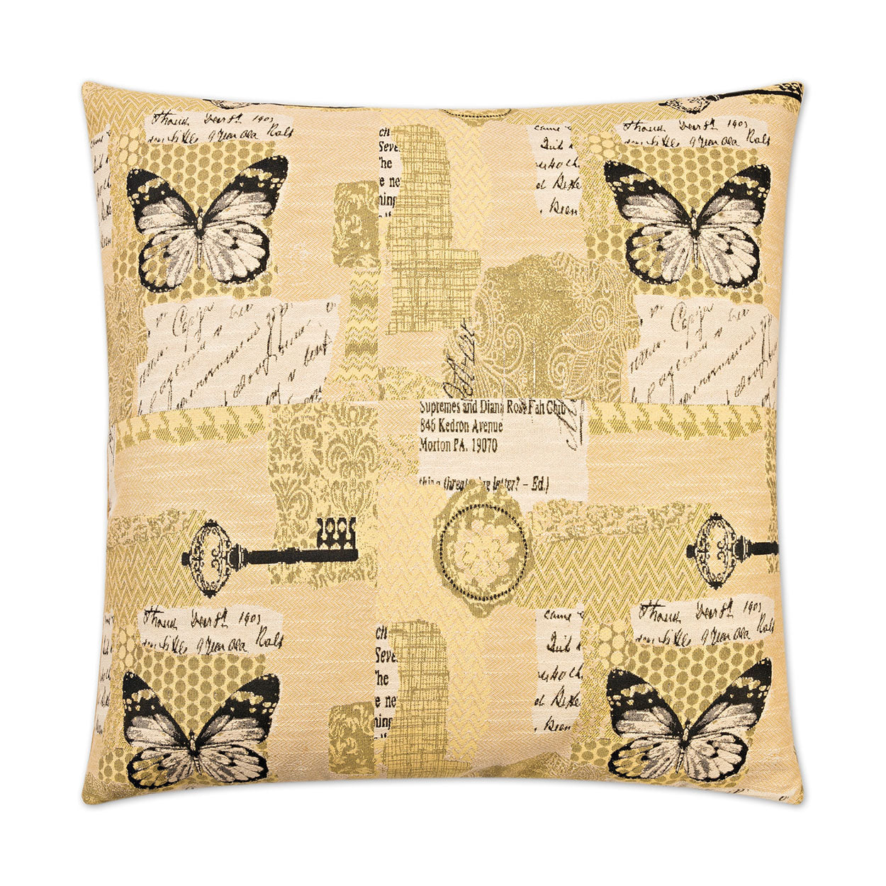 D.V. KAP HOME   24" x 24" Copy Paste Pillow - Yellow Novelty    - 2437-Y-2424