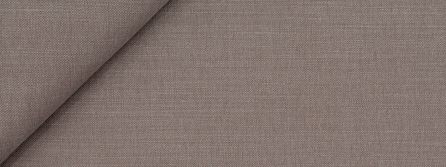 Beige-brown brushed linen fabric with a visible weave and folded diagonal corner.