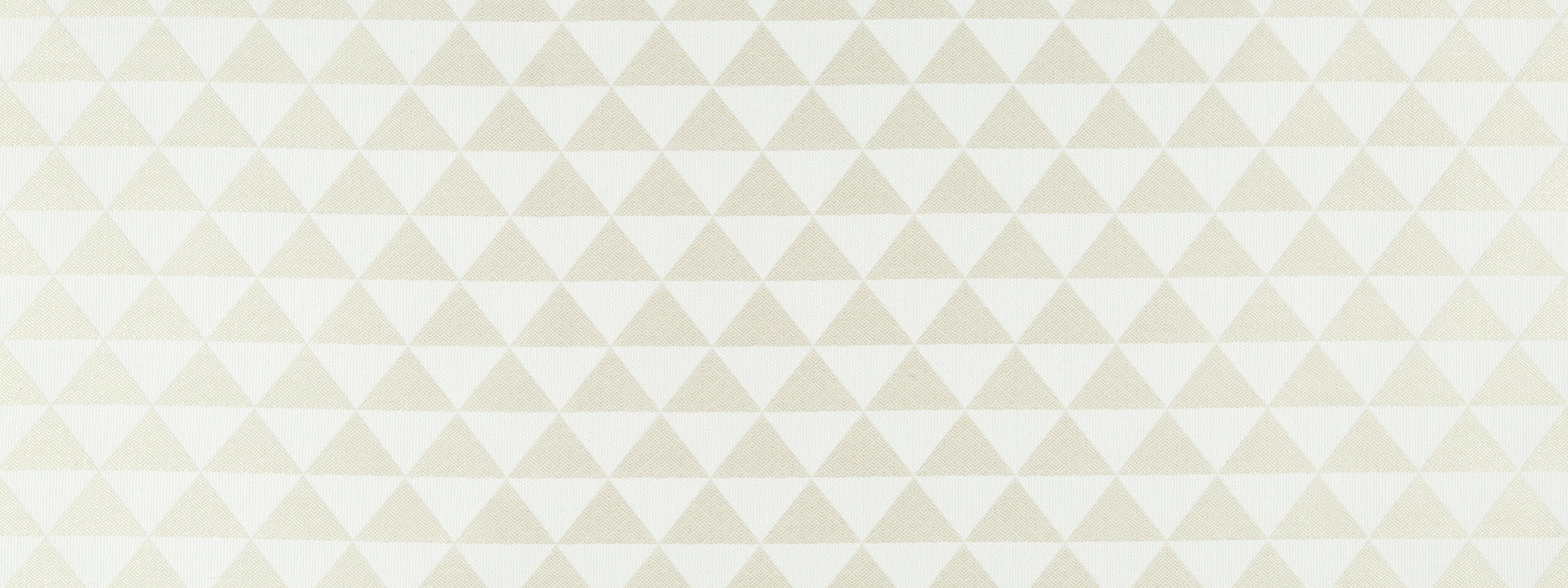 Beige triangular geometric pattern wallpaper with alternating cream and taupe triangles and subtle woven texture.