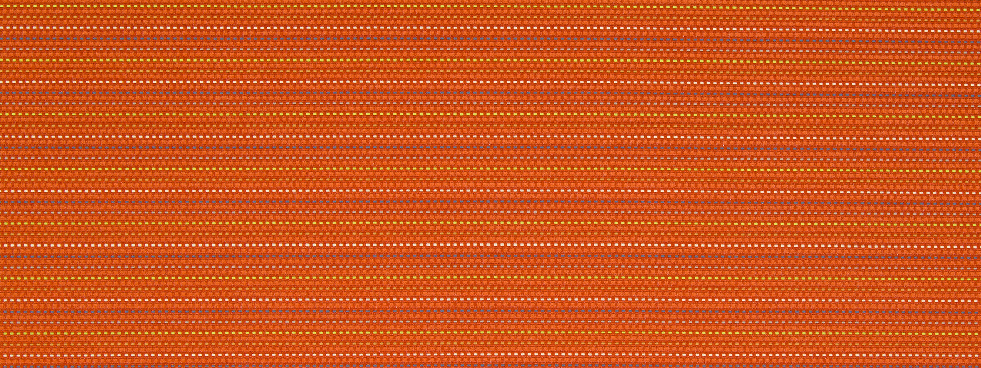 Orange woven fabric with tiny white dotted stripes; upholstery fabric swatch.