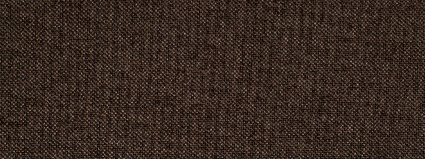 Close-up of brown, woven upholstery fabric with visible fibers.