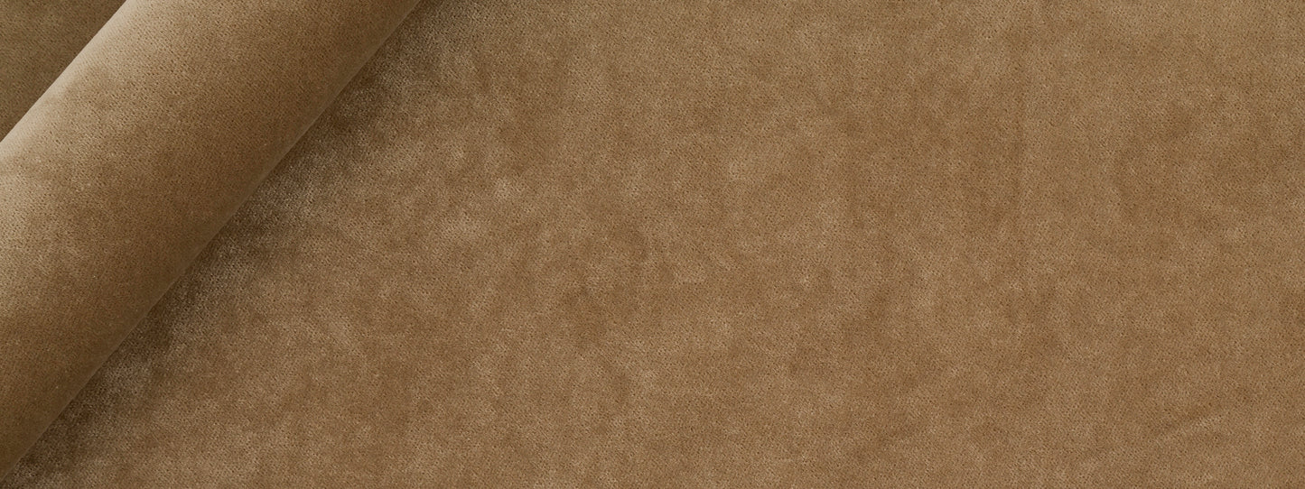 Brown textured upholstery fabric on a rolled bolt.
