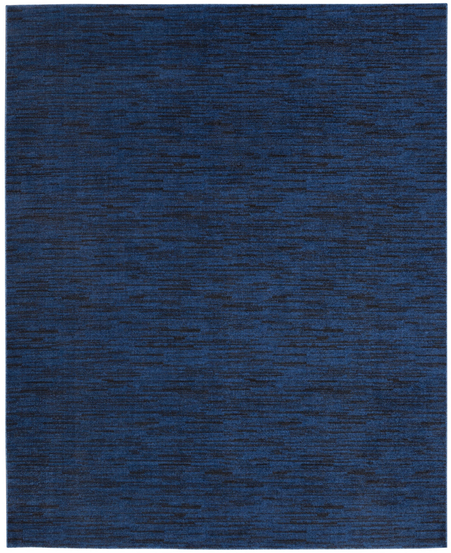 Rectangular navy blue rug with a subtle heathered texture and darker streaks for a modern, versatile floor look.