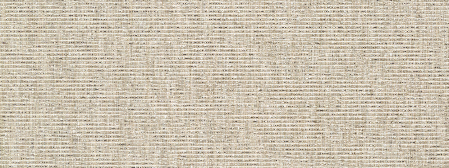 Beige woven fabric texture with subtle horizontal stripes, linen-style upholstery material.