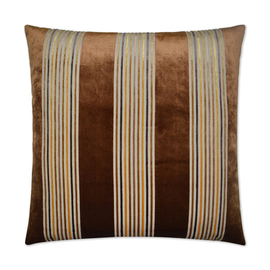 D.V. KAP HOME   24" x 24" Winston Pillow - Cognac Stripes    - 2460-C-2424