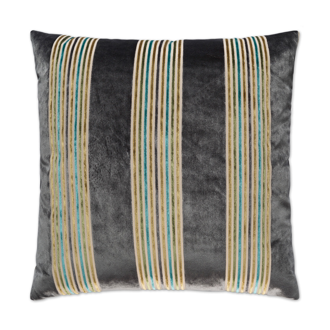D.V. KAP HOME   24" x 24" Winston Pillow - Grey Stripes    - 2460-G-2424