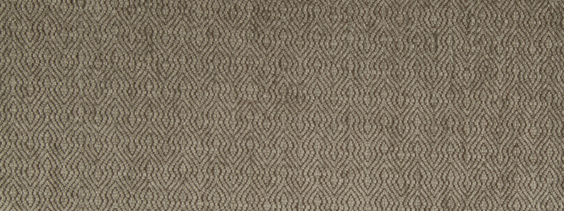 Beige-taupe jacquard upholstery fabric with a diamond lattice pattern and textured weave.