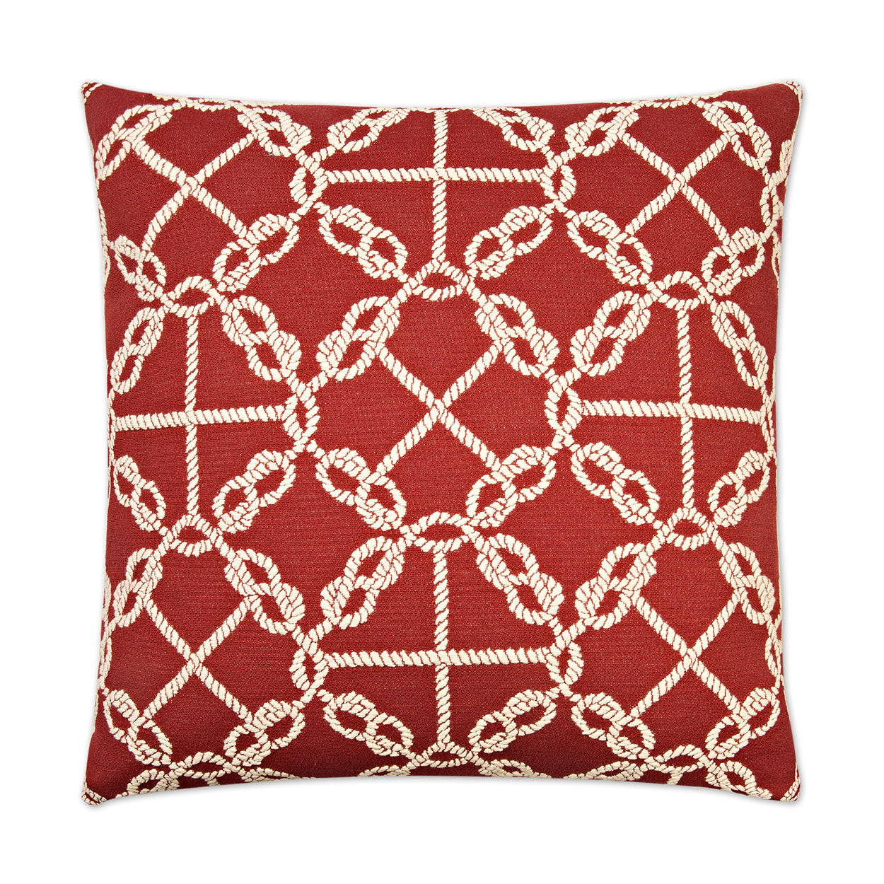 D.V. KAP HOME   24" x 24" Knots Pillow - Red Nautical    - 2467-R-2424