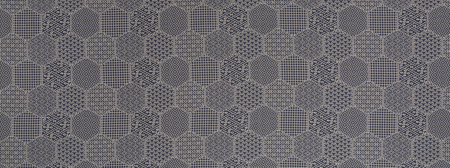 Robert Allen Stitched Hex | Batik Blue  Upholstery     - 247122