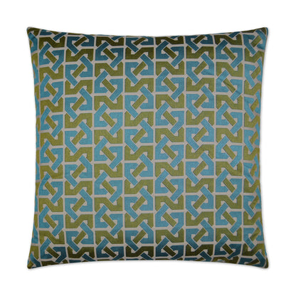 D.V. KAP HOME   24" x 24" Element Pillow - Aqua Geometric    - 2472-A-2424