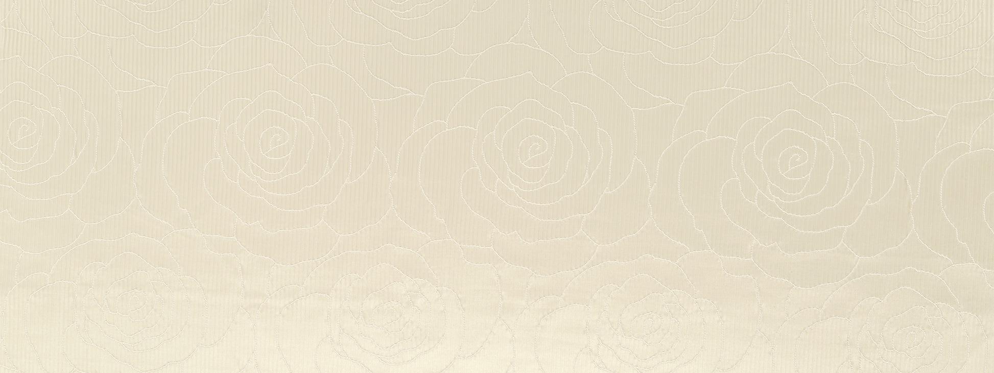 Cream textured drapery fabric with a subtle embossed rose pattern.