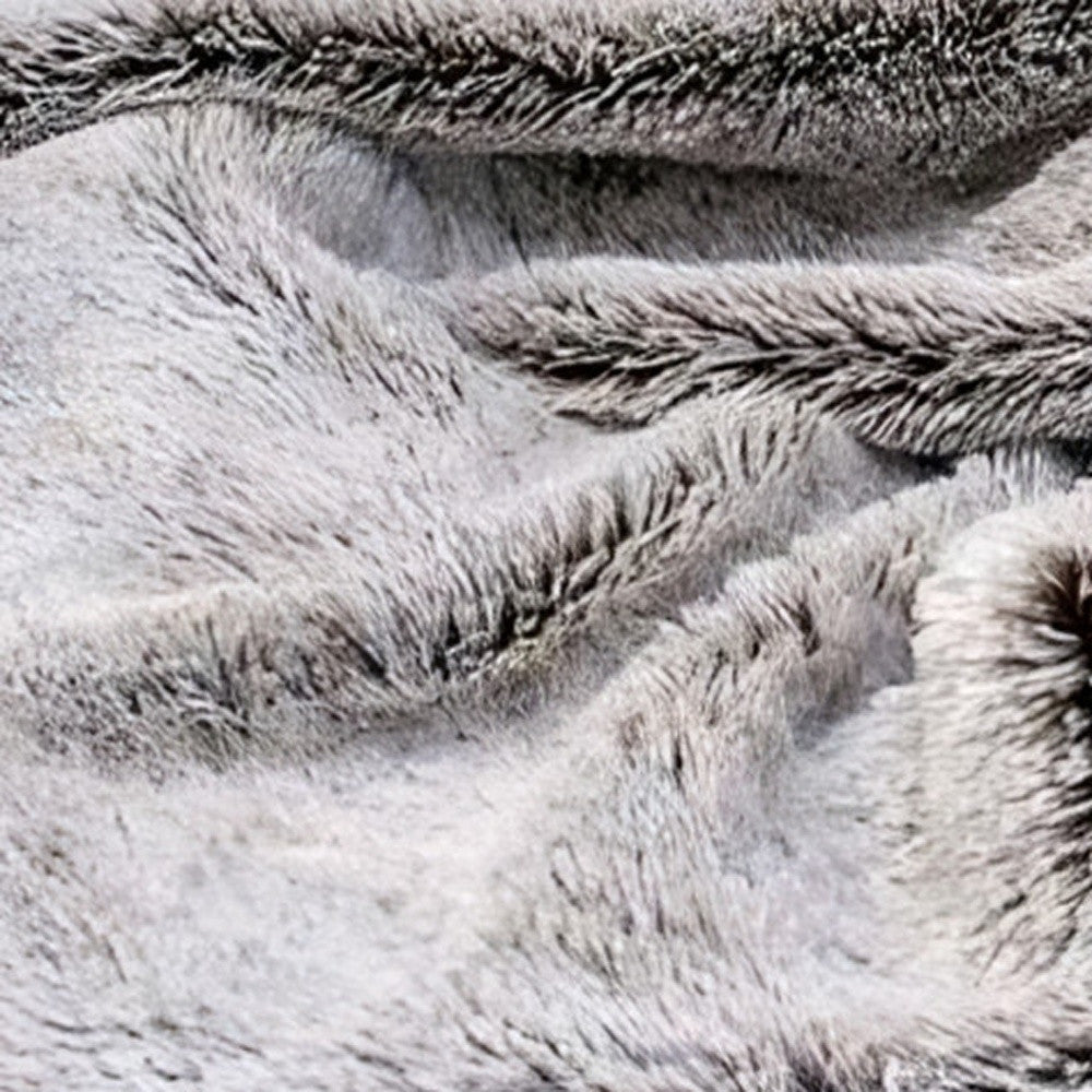Gray Faux Fur Ombre Plush Throw