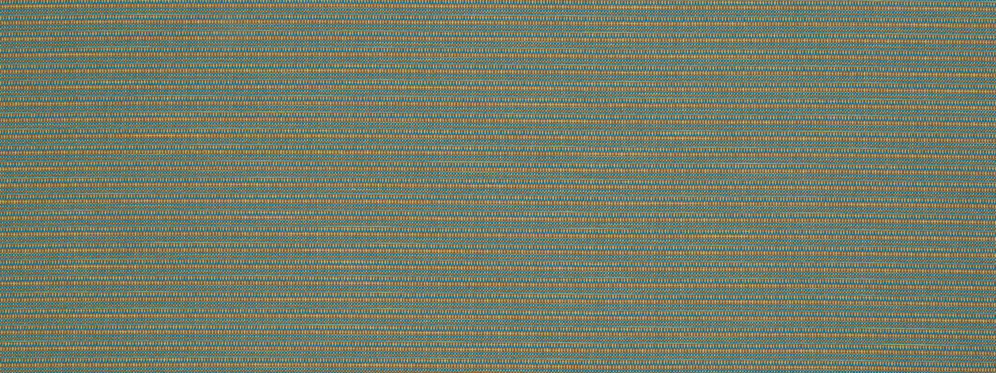 Teal and mustard striped woven fabric swatch with a textured surface, ideal for upholstery.