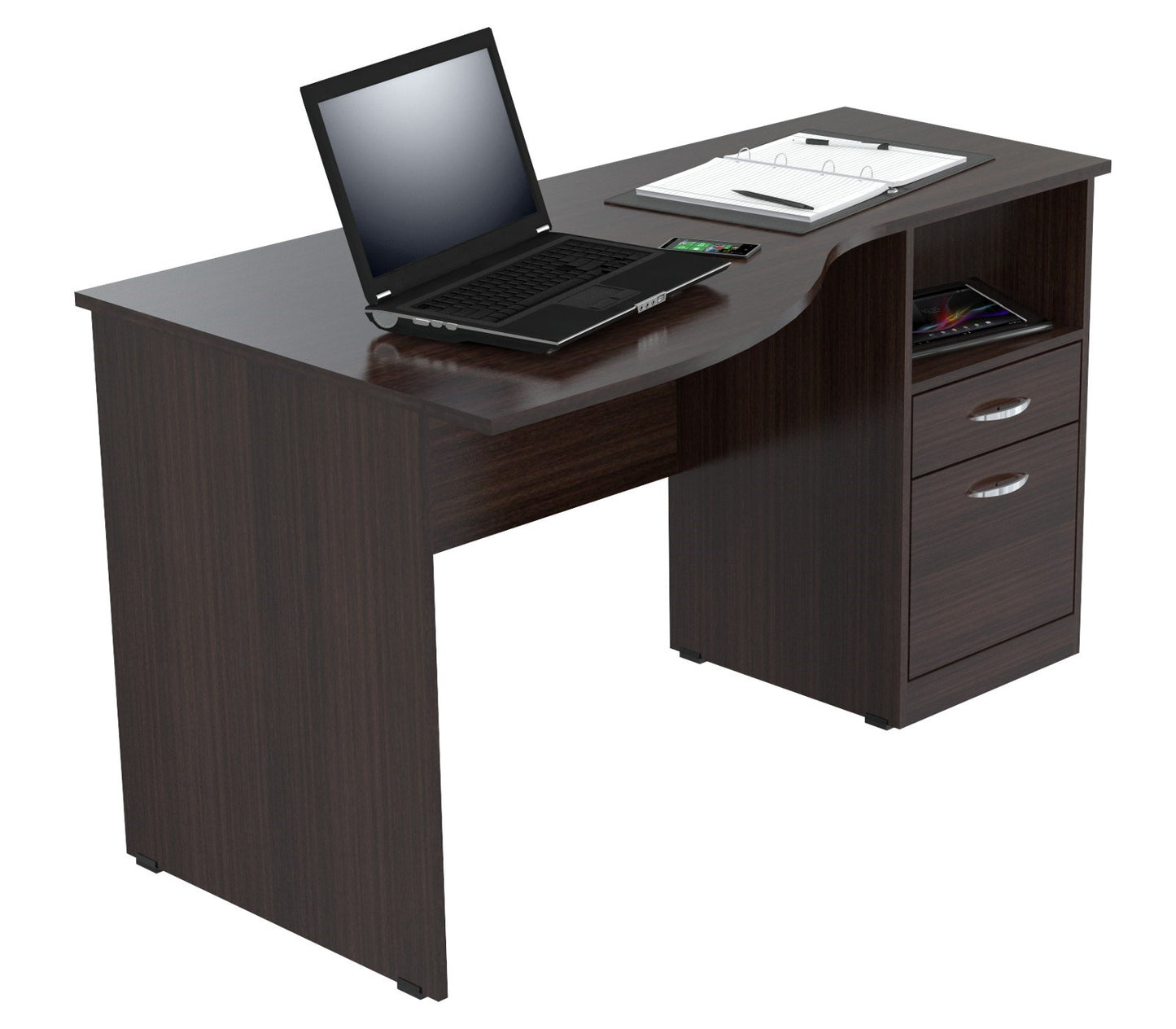 55" Espresso Computer Desk With Two Drawers