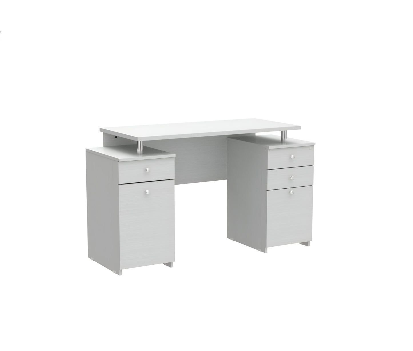 51" White Computer Desk With Five Drawers