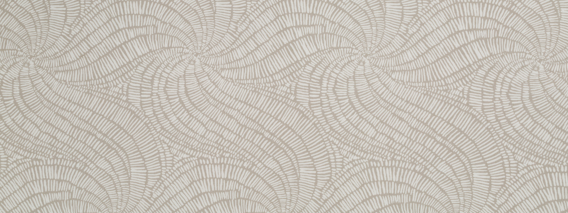 Cream-beige linen with overlapping circular arc swirl pattern and textured finish.