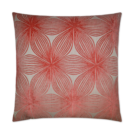 D.V. KAP HOME   24" x 24" Ellery Pillow - Coral Floral    - 2504-C-2424