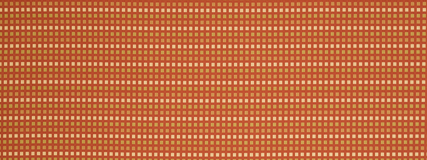 Orange-brown textured fabric with a tiny square grid pattern, close-up detail.