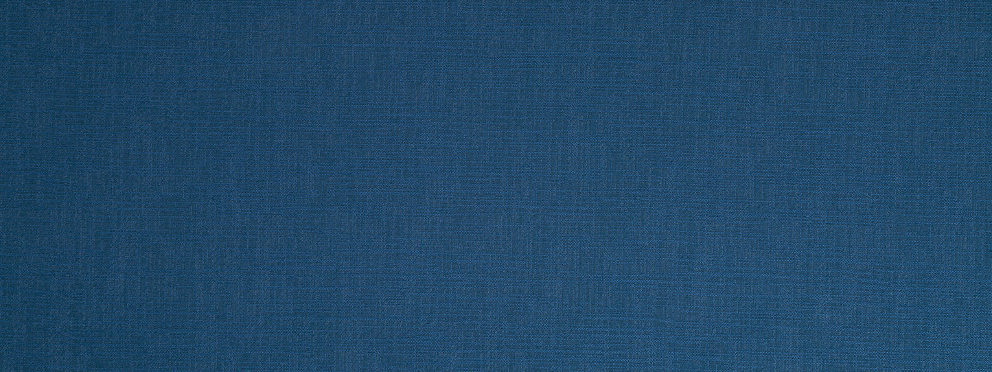 Close-up of deep blue upholstery fabric texture with a fine weave.