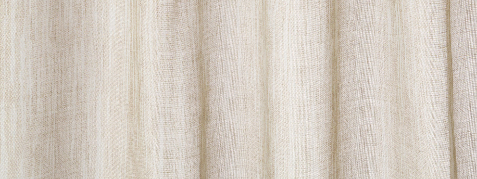 Beige linen-style curtain with soft vertical folds and subtle texture.
