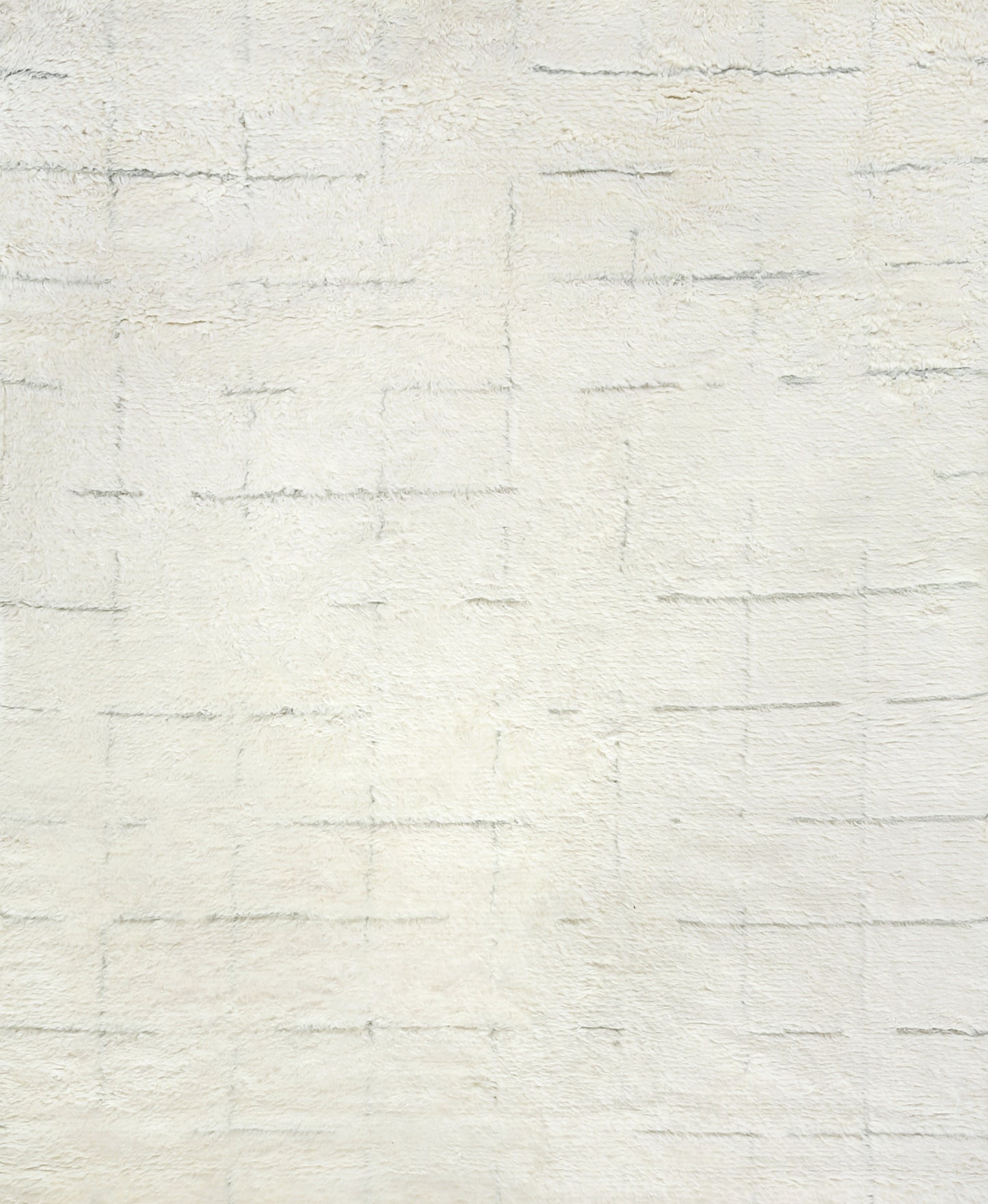 Cream Moroccan hand-knotted rug, indoor, textured pile, 6' x 9'.