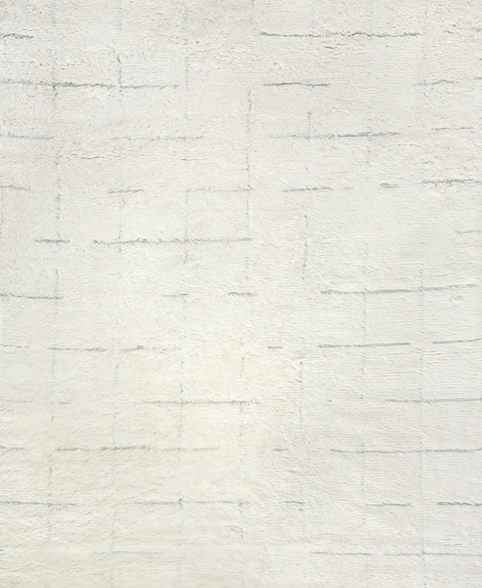 Cream Moroccan hand-knotted rug, indoor, textured pile, 6' x 9'.