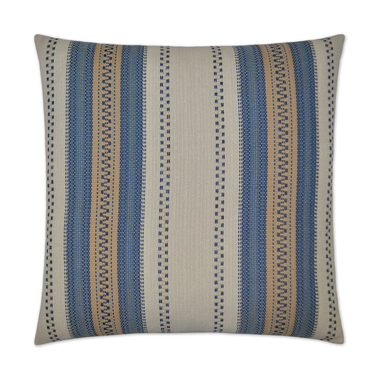 D.V. KAP HOME   24" x 24" Rigadoon Pillow - Blue Stripes    - 2574-B-2424