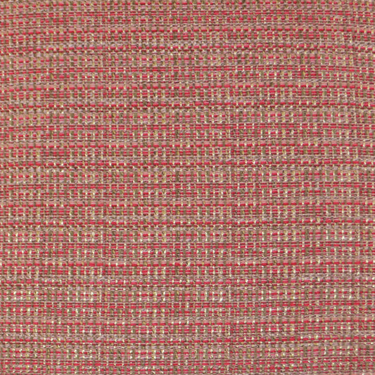 Close-up of pink and beige woven fabric with a textured grid pattern, upholstery-weight textile.