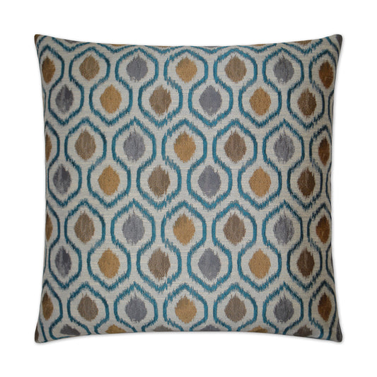 D.V. KAP HOME   24" x 24" Brandon Pillow - Turquoise Global    - 2591-T-2424