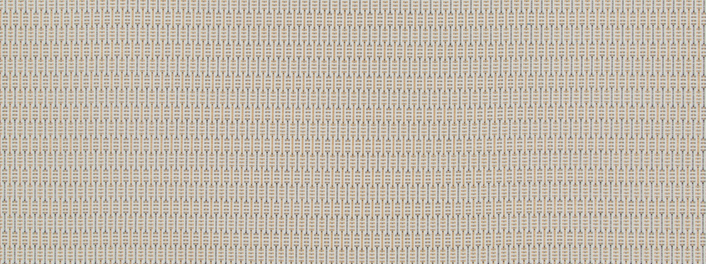 Beige woven fabric texture with tan and light gray interlaced threads forming a subtle basket-weave pattern.