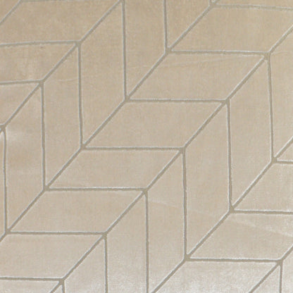 Beige textured fabric on a 24" x 24" pillow with a light gray 3D cube geometric pattern.