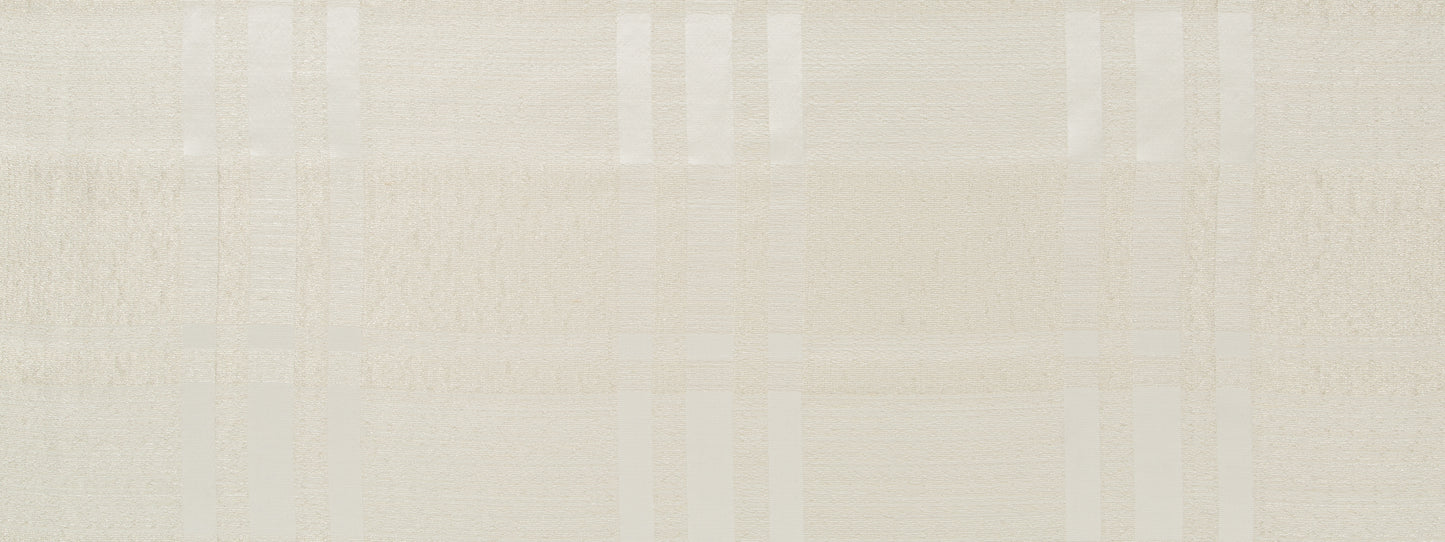 Cream linen-textured fabric with a subtle woven plaid grid in soft beige tones.
