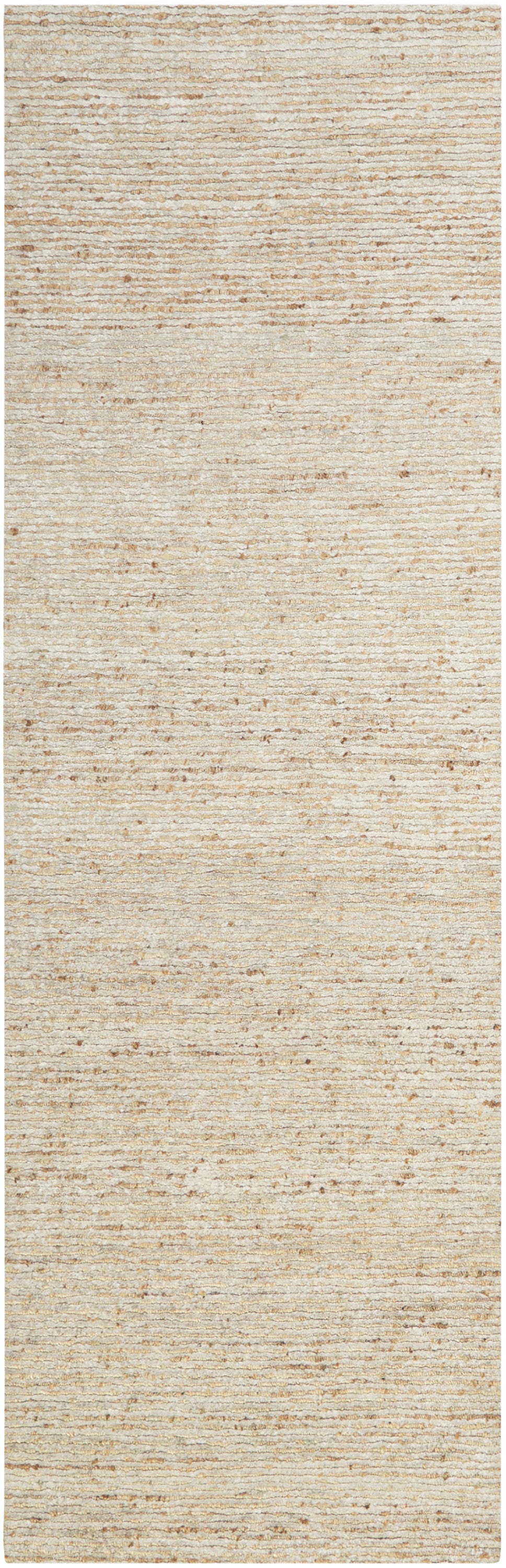 Beige cream textured 8' runner rug with subtle horizontal stripes for modern neutral decor.