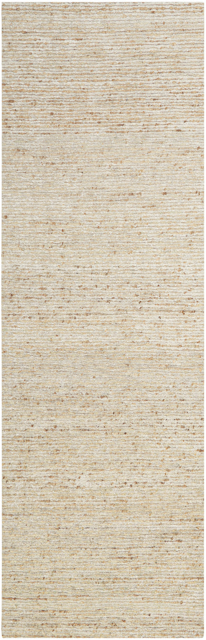 Beige cream textured 8' runner rug with subtle horizontal stripes for modern neutral decor.