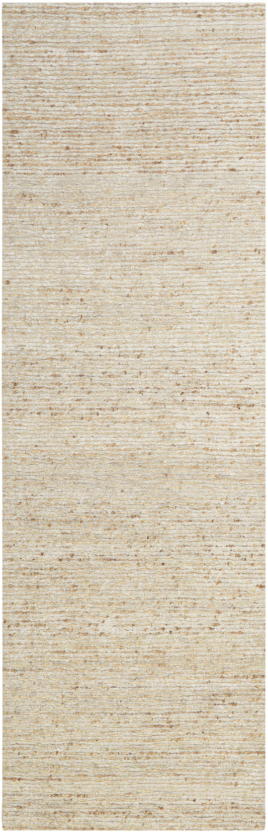 Beige cream textured 8' runner rug with subtle horizontal stripes for modern neutral decor.